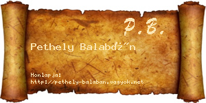 Pethely Balabán névjegykártya